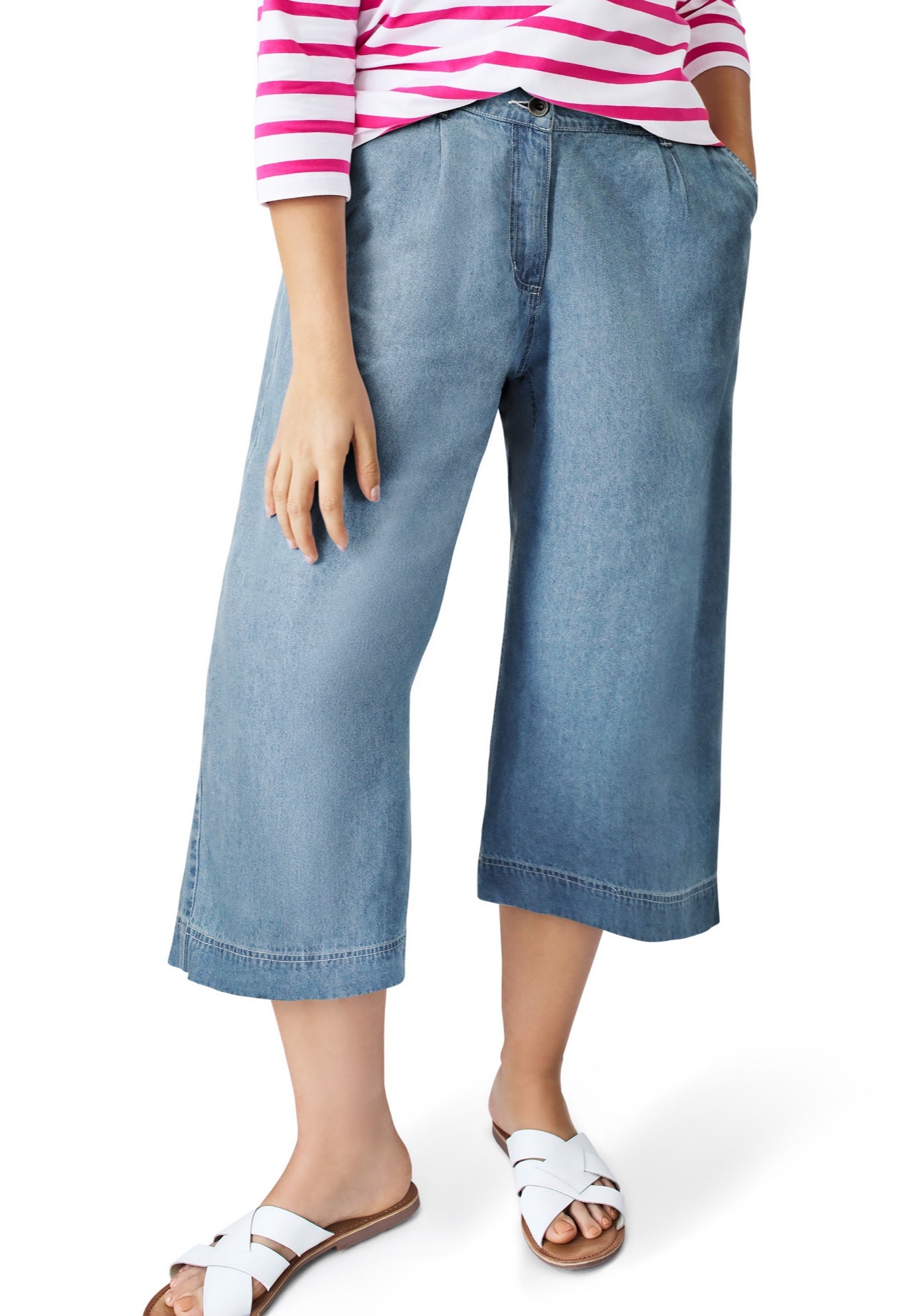 Lightweight Wide-Leg Crop Jeans image number 0