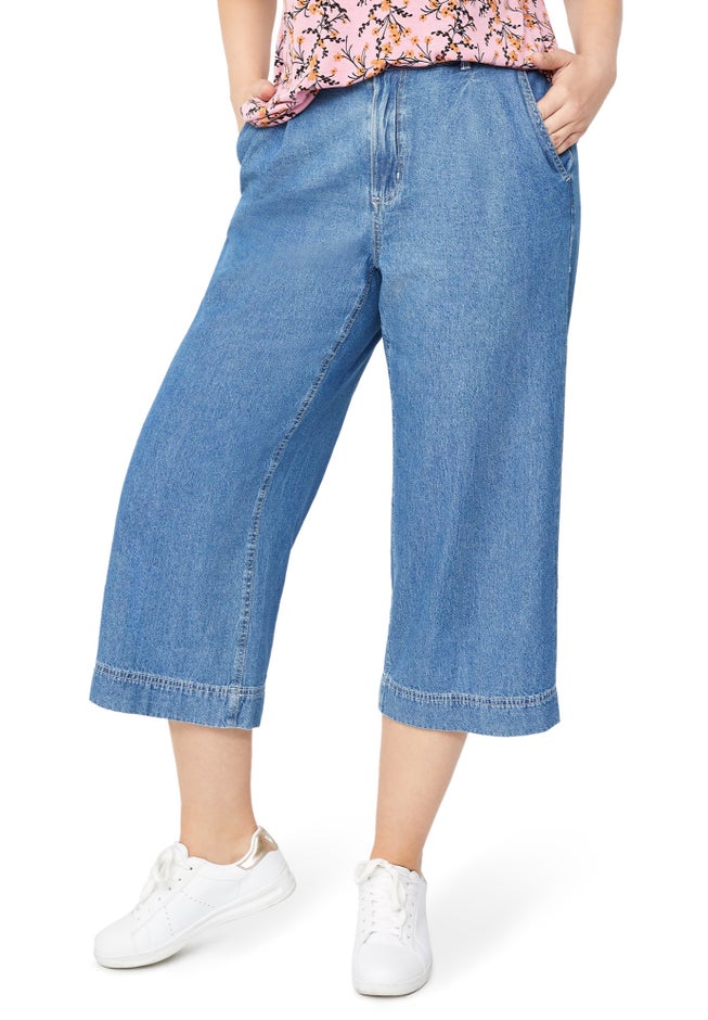 Lightweight Wide-Leg Crop Jeans image number 0