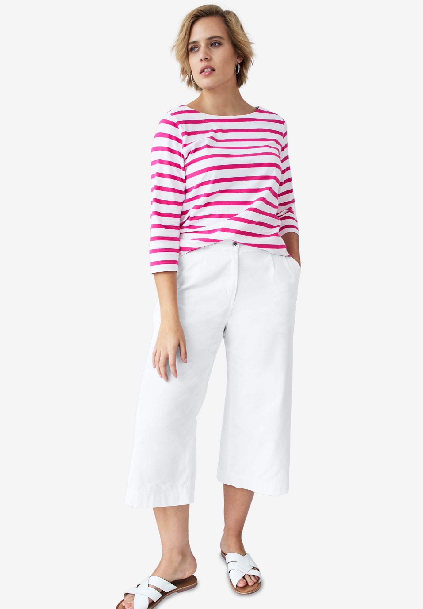 Lightweight Wide-Leg Crop Jeans image number 0