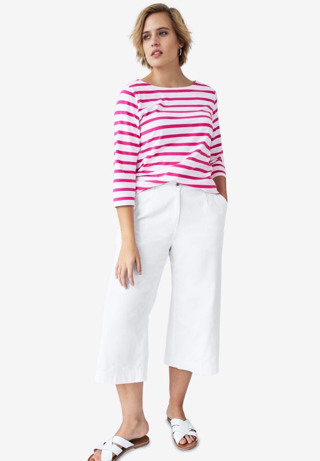 Lightweight Wide-Leg Crop Jeans image number 0