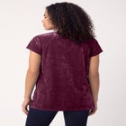 Stretch Crushed Velour V-neck Short Sleeve Tee image number 1
