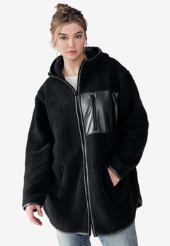 Zip Front Hooded Sherpa Jacket