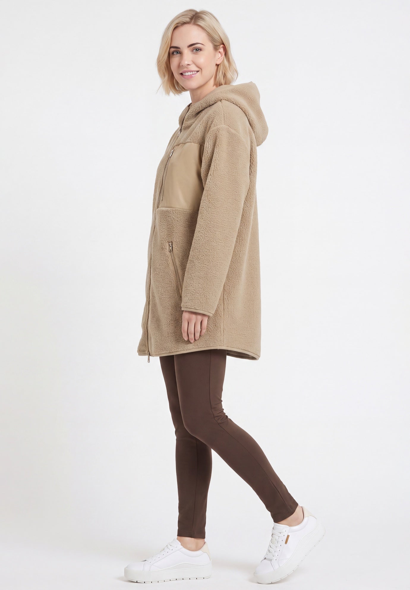 Zip Front Hooded Sherpa Jacket image number 2