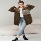 Zip Front Hooded Sherpa Jacket image number null