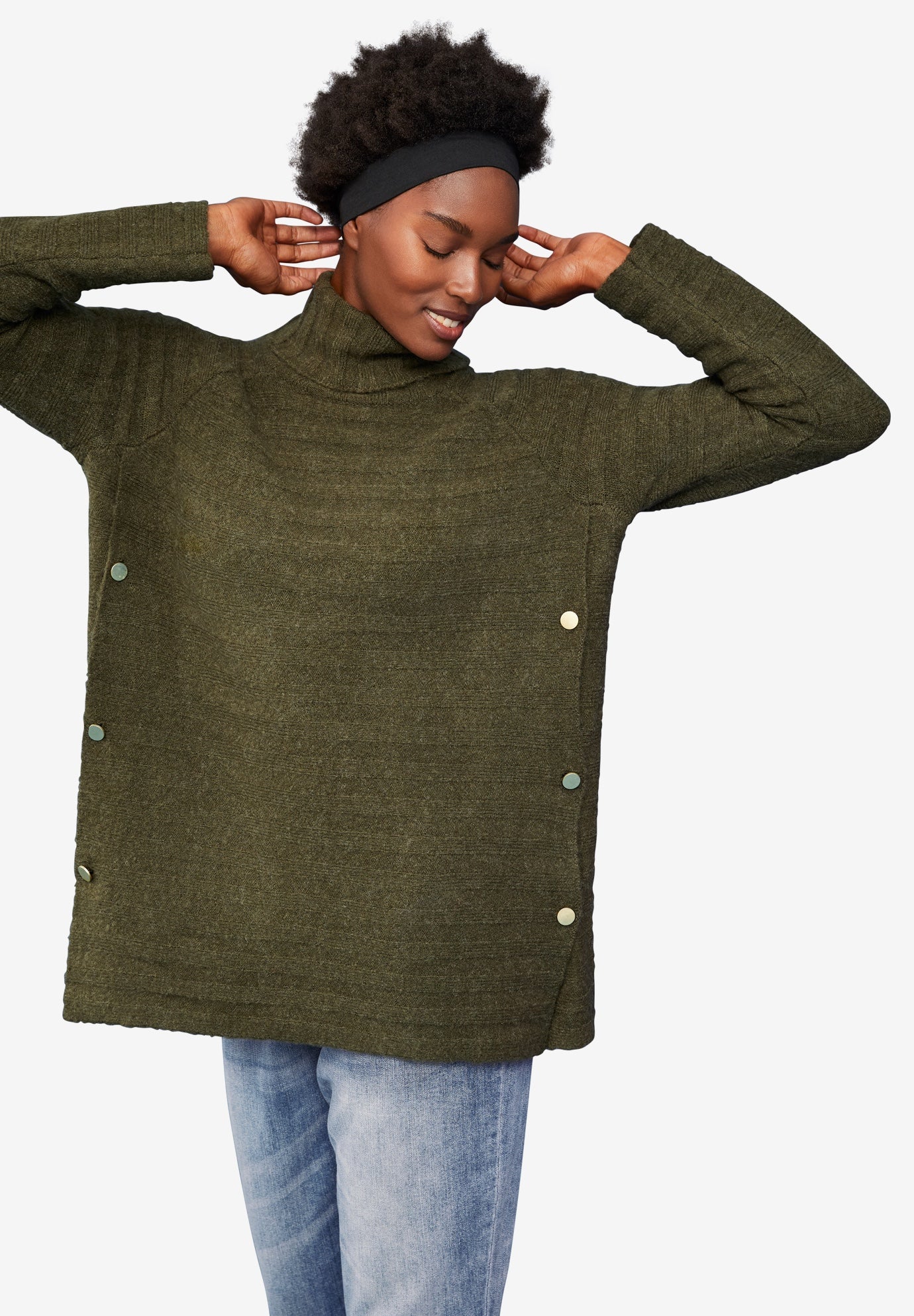 Side Button Turtleneck Sweater image number 0