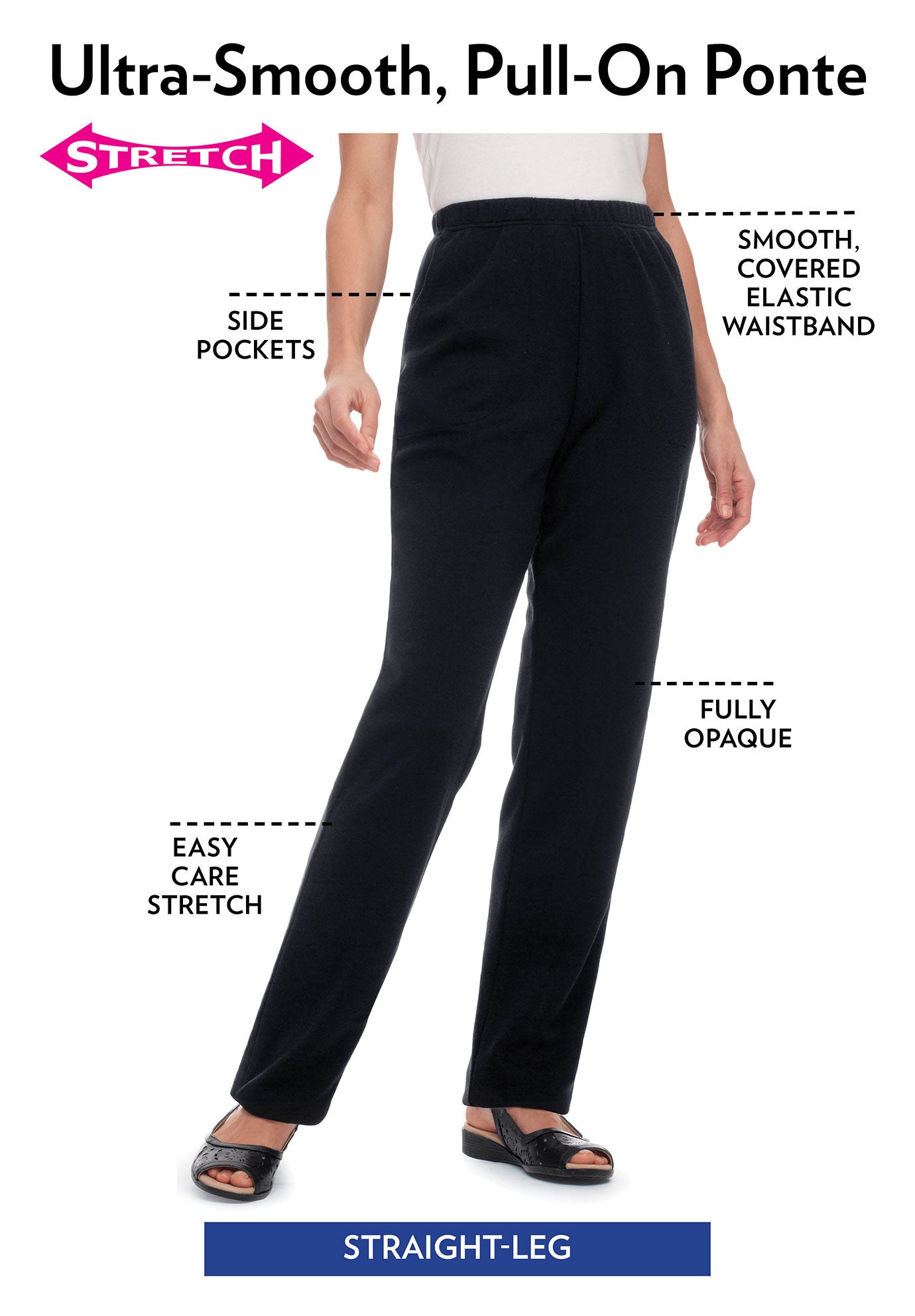 Straight-Leg Stretch Ponte-Knit Pull-On Pants image number 4