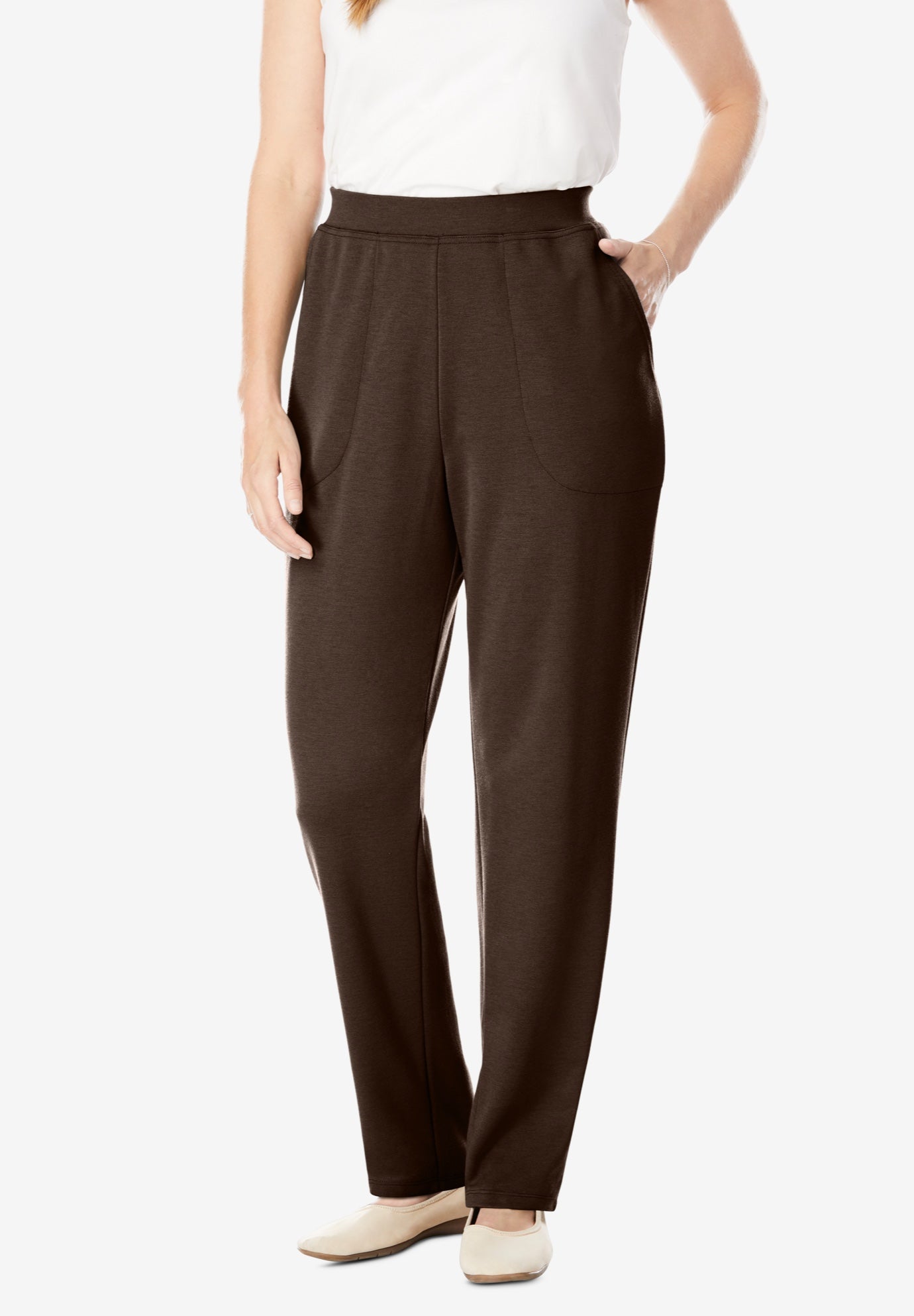 Straight-Leg Stretch Ponte-Knit Pull-On Pants image number 0