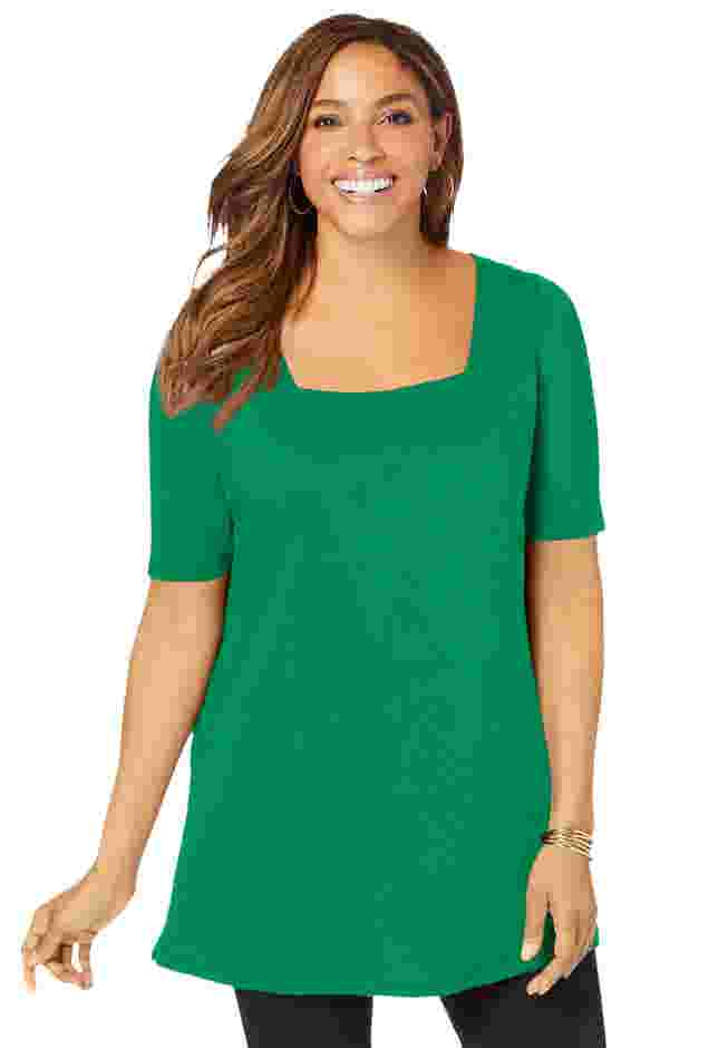 Stretch Cotton Square Neck Tunic image number 0