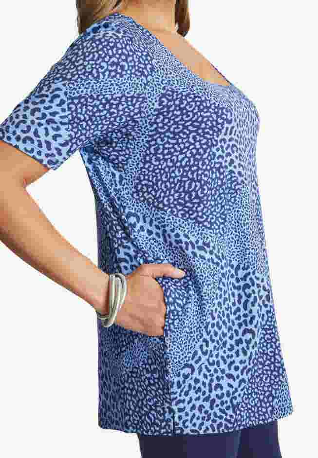 Stretch Cotton Square Neck Tunic image number 5