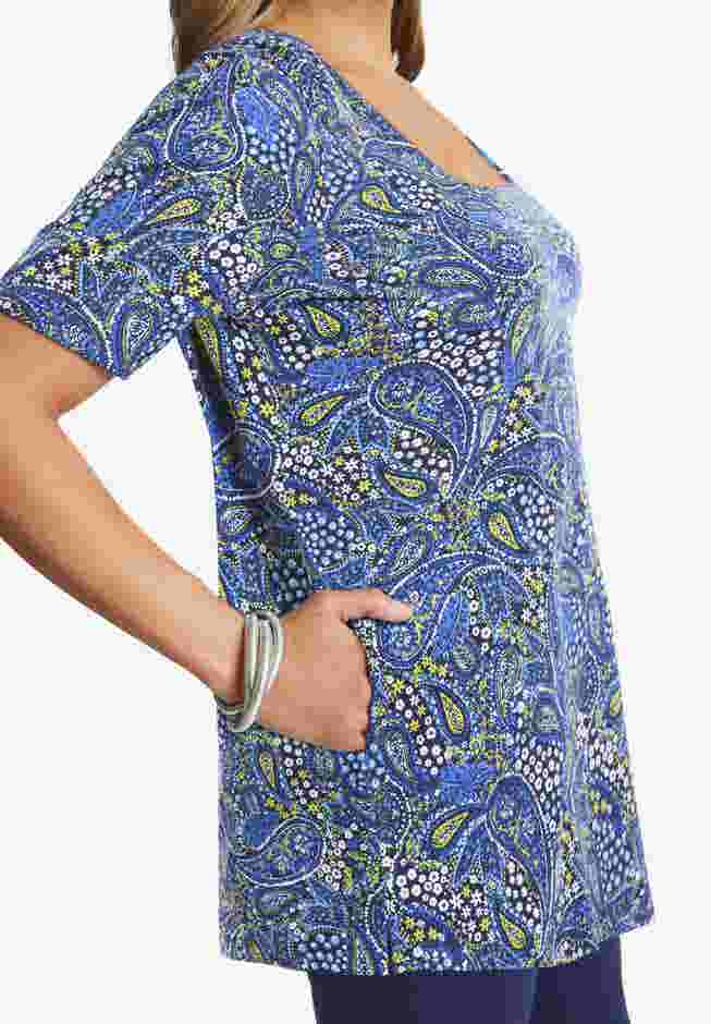 Stretch Cotton Square Neck Tunic image number 3