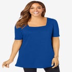 Stretch Cotton Square Neck Tunic image number null