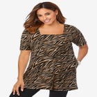 Stretch Cotton Square Neck Tunic image number null