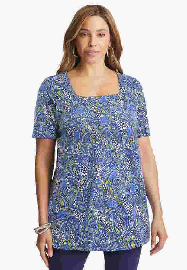 Stretch Cotton Square Neck Tunic image number 0