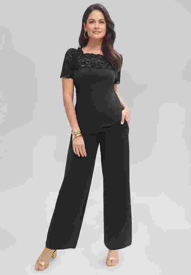 Stretch Lace Neckline Top image number 2