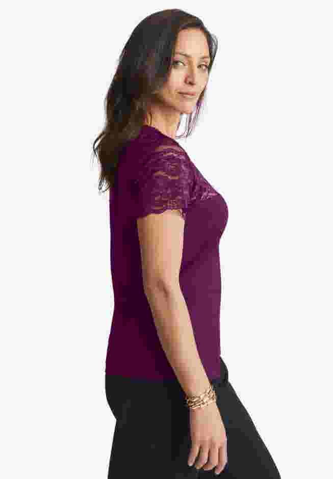 Stretch Lace Neckline Top image number 2