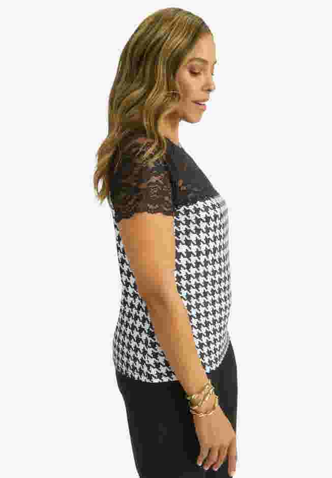 Stretch Lace Neckline Top image number 2