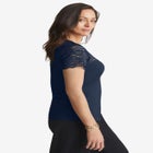 Stretch Lace Neckline Top image number null