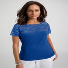 Stretch Lace Neckline Top image number null