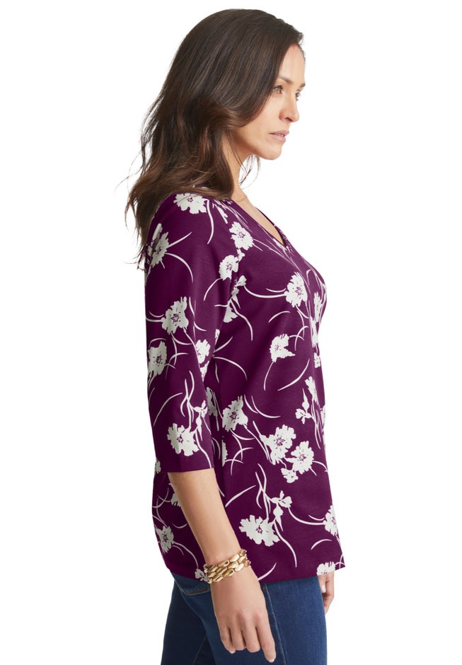 Stretch Cotton V-Neck Tee image number 1