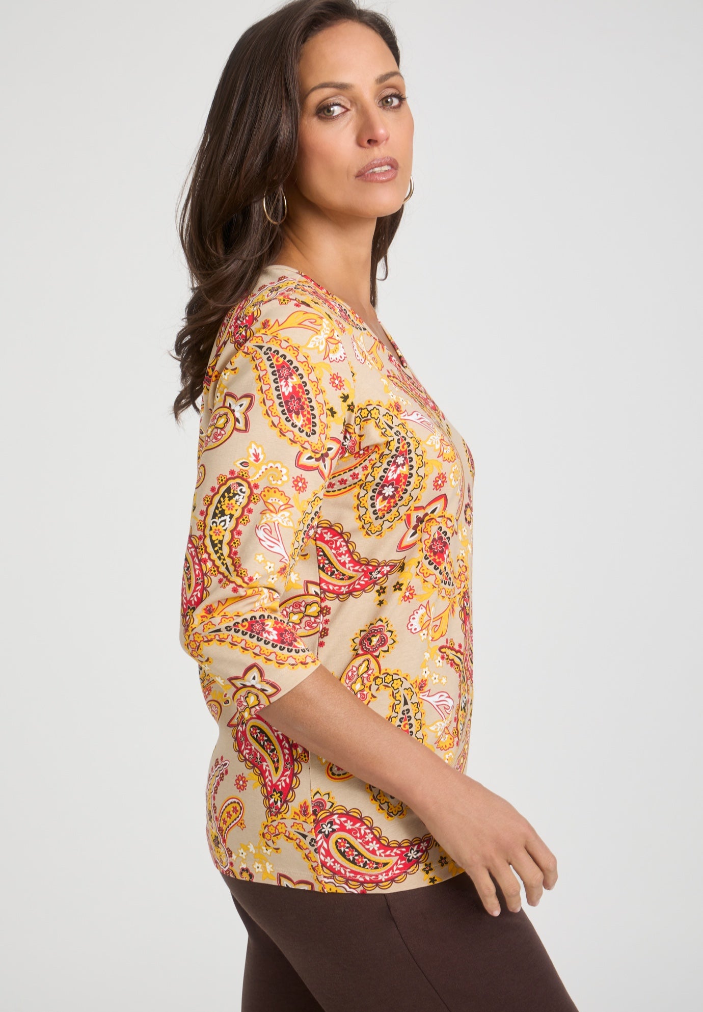 Stretch Cotton V-Neck Tee image number 2