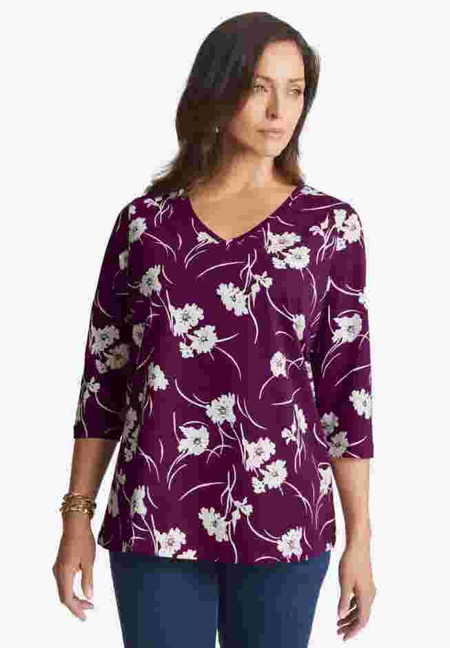 Stretch Cotton V-Neck Tee image number 0
