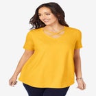 Stretch Cotton Crisscross Strap Tee image number null