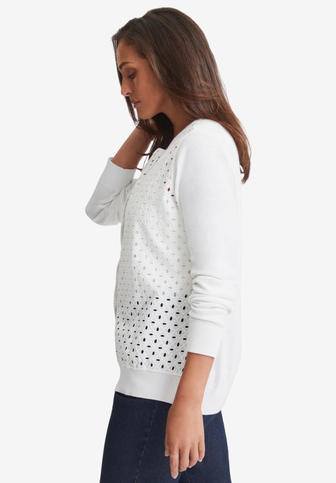 Fine Gauge Eyelet Cardigan image number 2