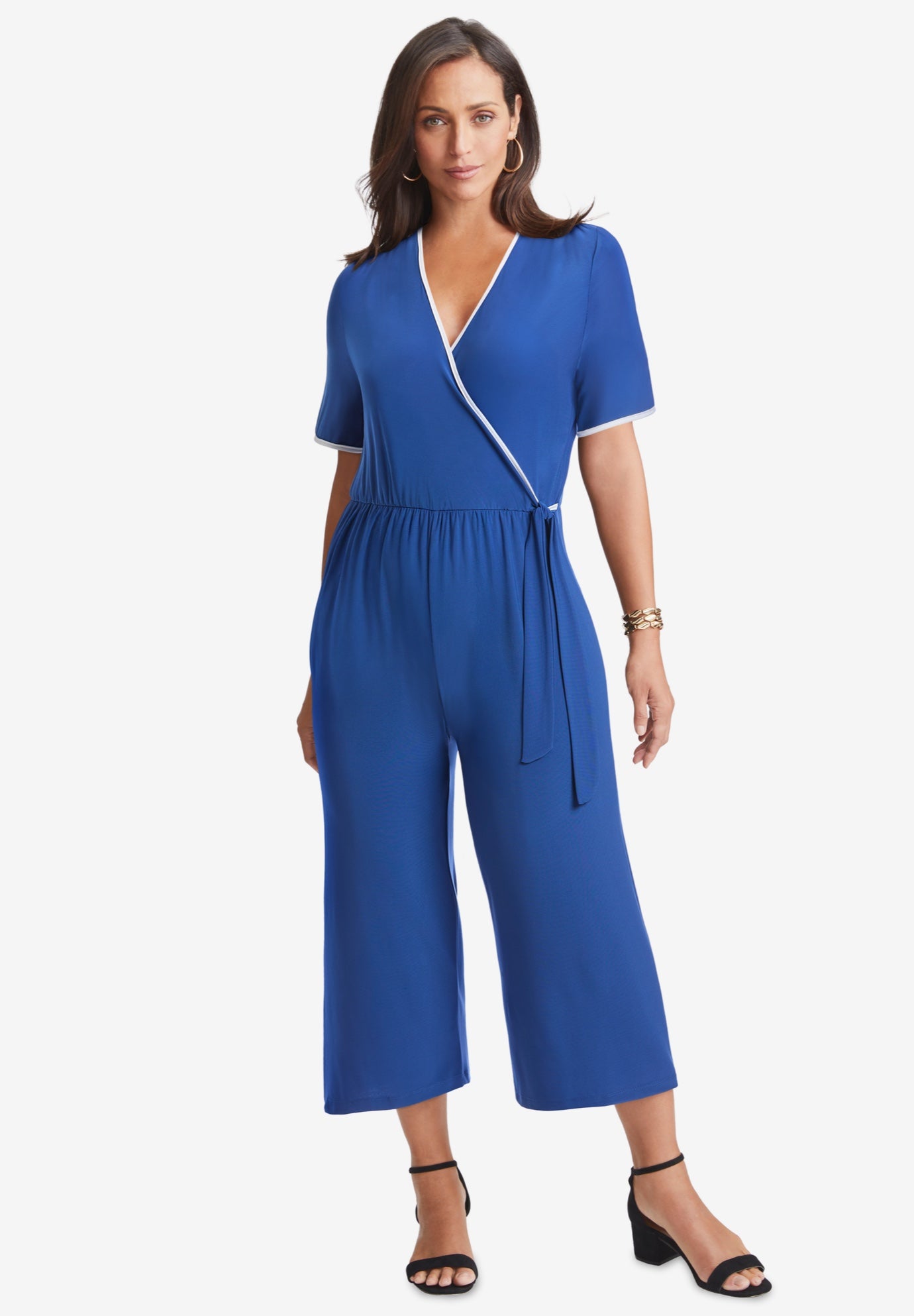 Stretch Knit Cropped Wide Leg Jumpsuit image number 0