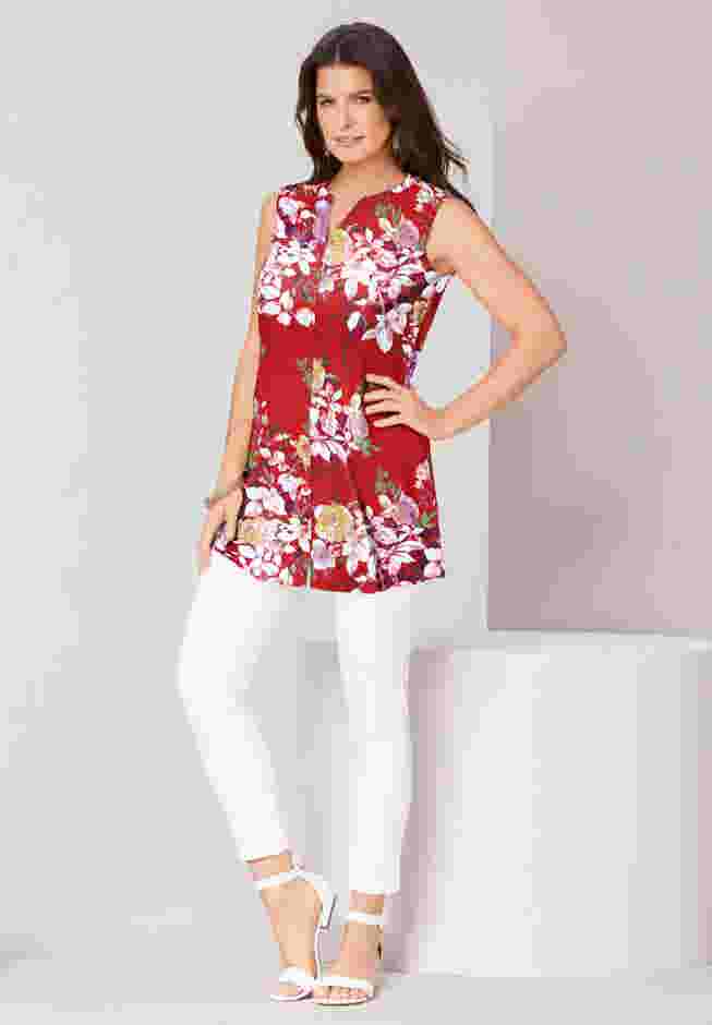 Sleeveless Floral Big Shirt image number 1