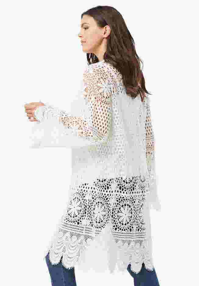 Floral Lace Crochet Duster image number 2