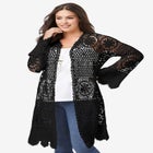 Plus Size Floral Lace Crochet Duster image number null