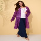 Plus Size Floral Lace Crochet Duster image number null