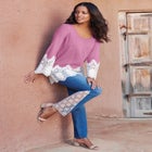 Fine Gauge Lace Pullover Sweater image number null