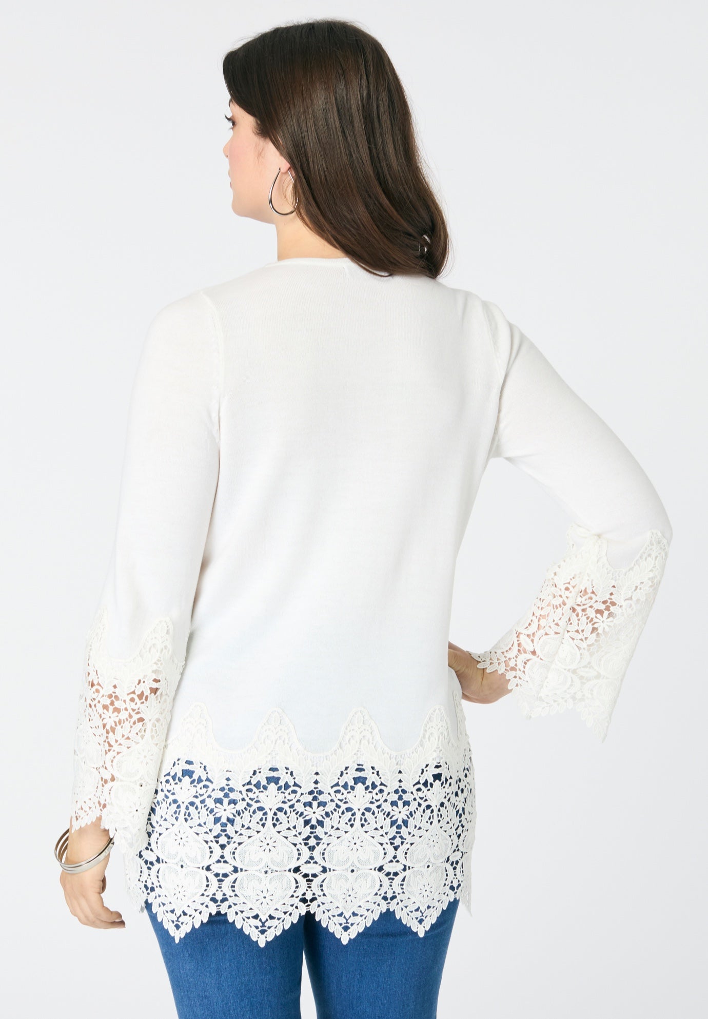 Fine Gauge Lace Pullover Sweater image number 1