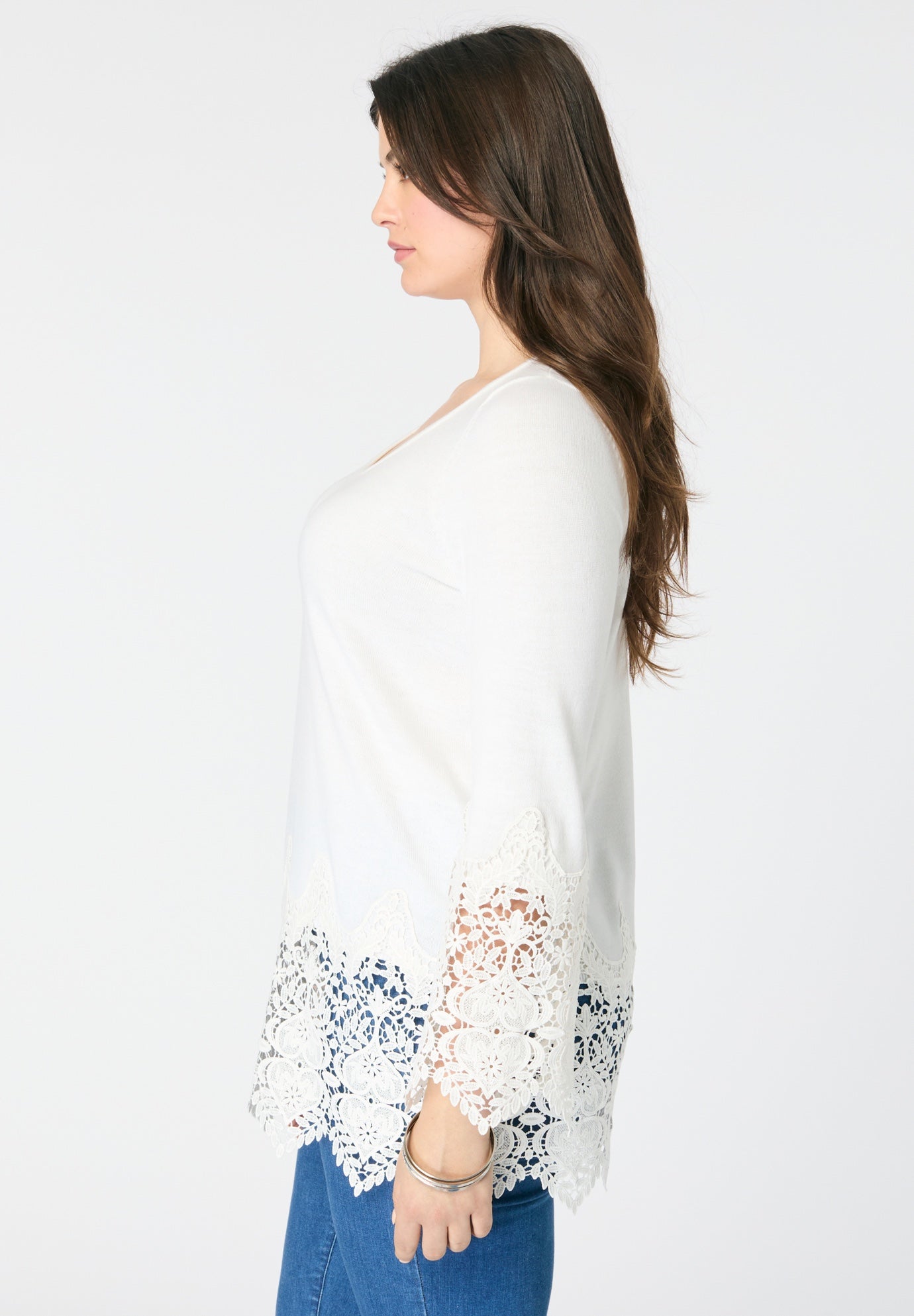 Fine Gauge Lace Pullover Sweater image number 2