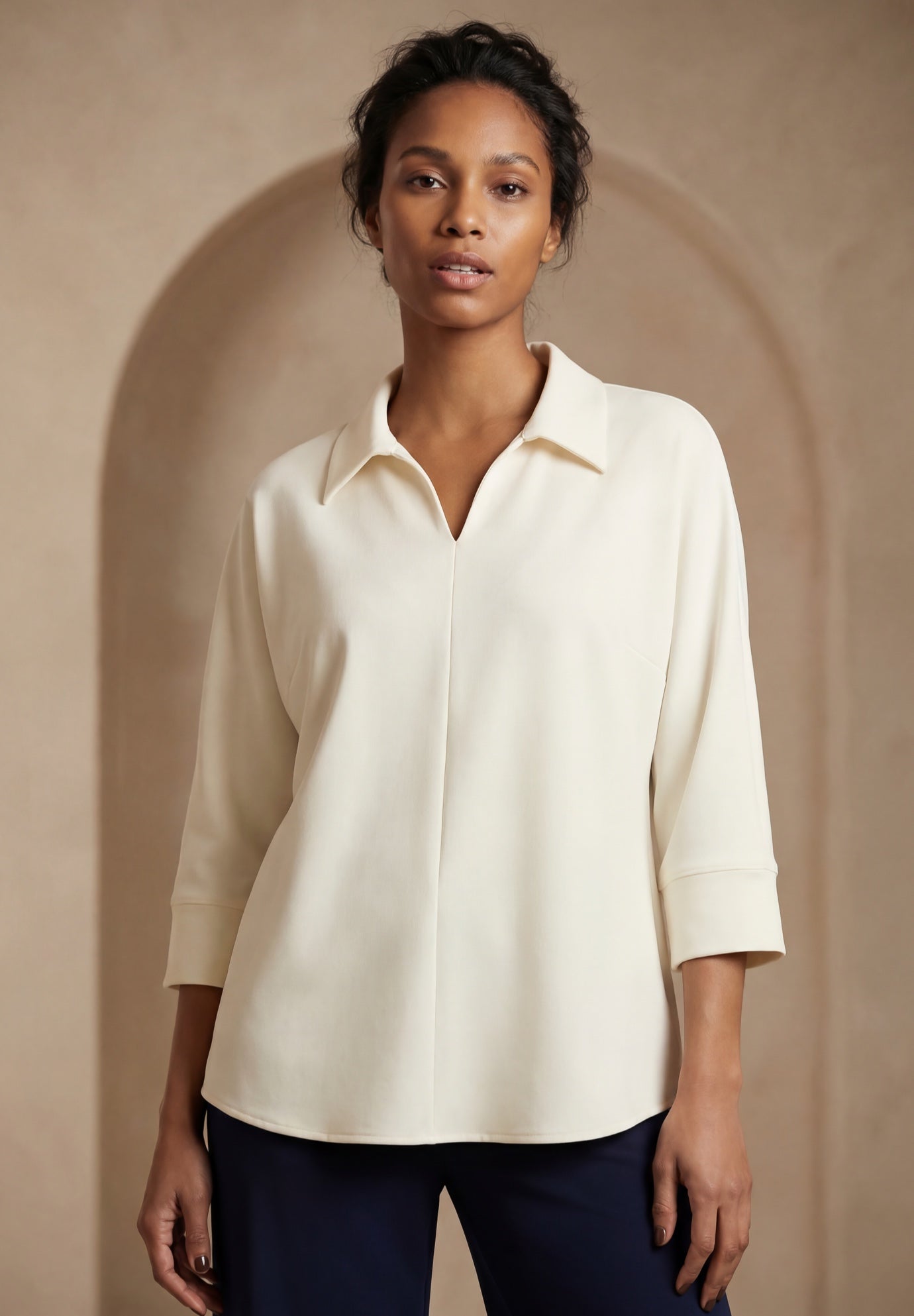 Stretch Knit Crepe Trapeze Tunic image number 0