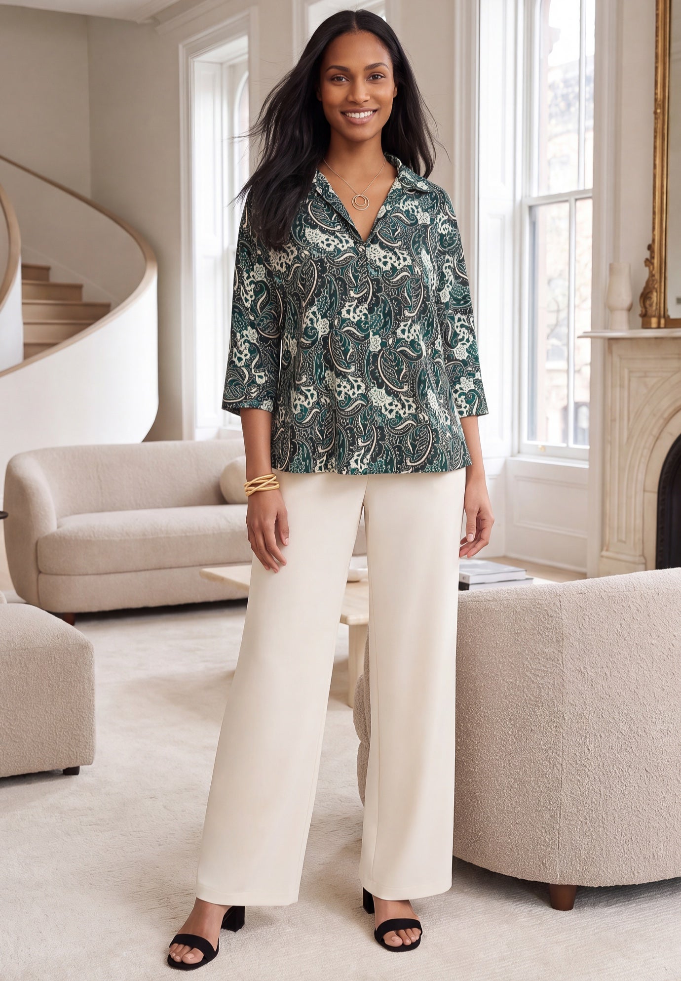 Stretch Knit Crepe Trapeze Tunic image number 0
