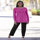 Ribbed Baby Doll Tunic Sweater image number null