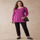 Ribbed Baby Doll Tunic Sweater image number null