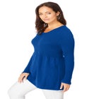 Ribbed Baby Doll Tunic Sweater image number null