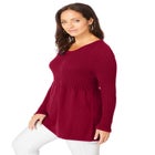 Ribbed Baby Doll Tunic Sweater image number null