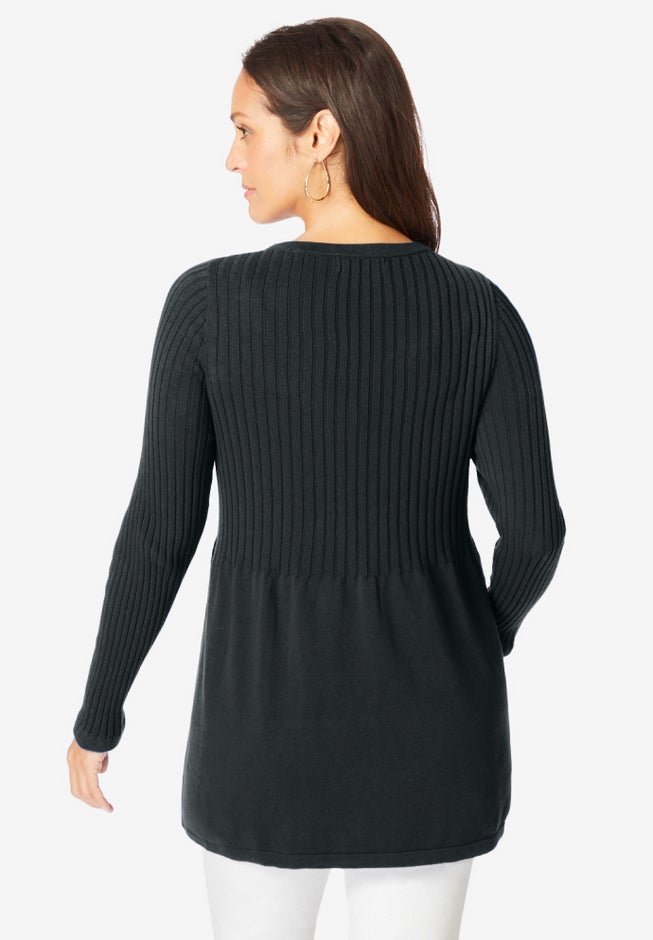 Ribbed Baby Doll Tunic Sweater image number 1