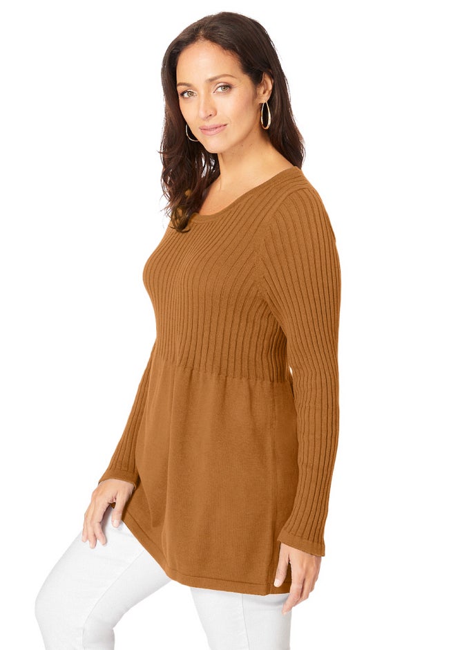 Ribbed Baby Doll Tunic Sweater image number 2