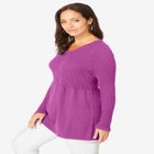 Ribbed Baby Doll Tunic Sweater image number null