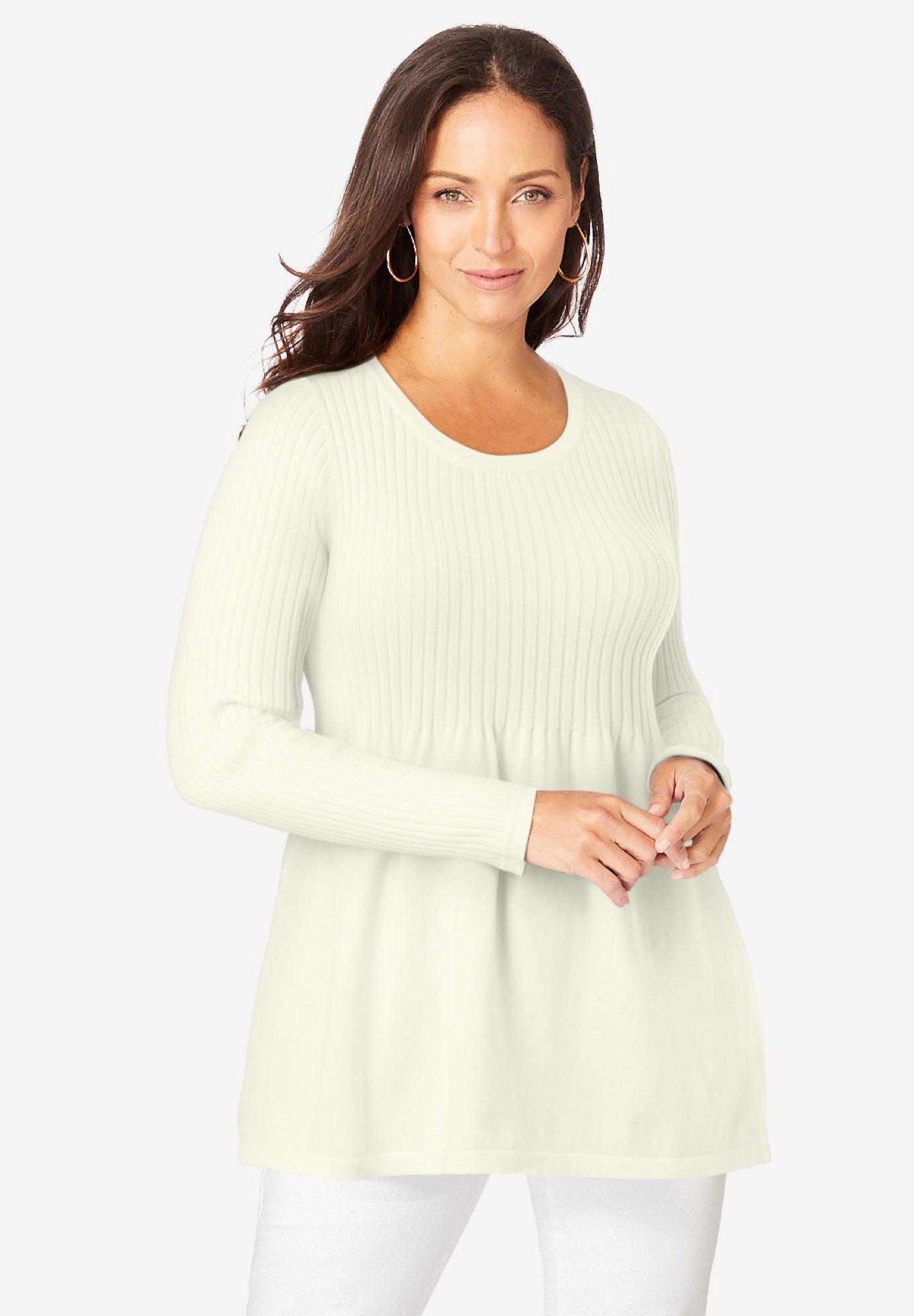 Ribbed Baby Doll Tunic Sweater image number 0