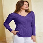 V-Neck Ribbed Sweater image number null