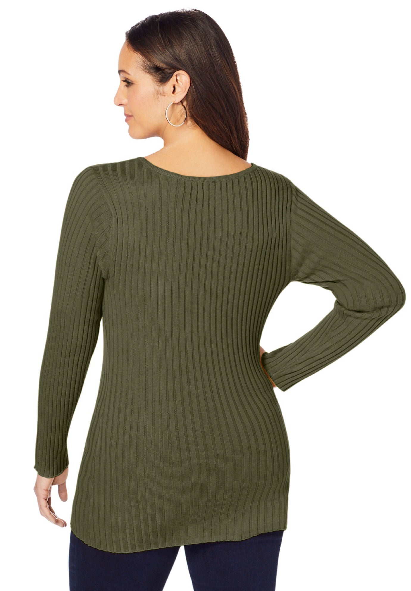 V-Neck Ribbed Sweater image number 1