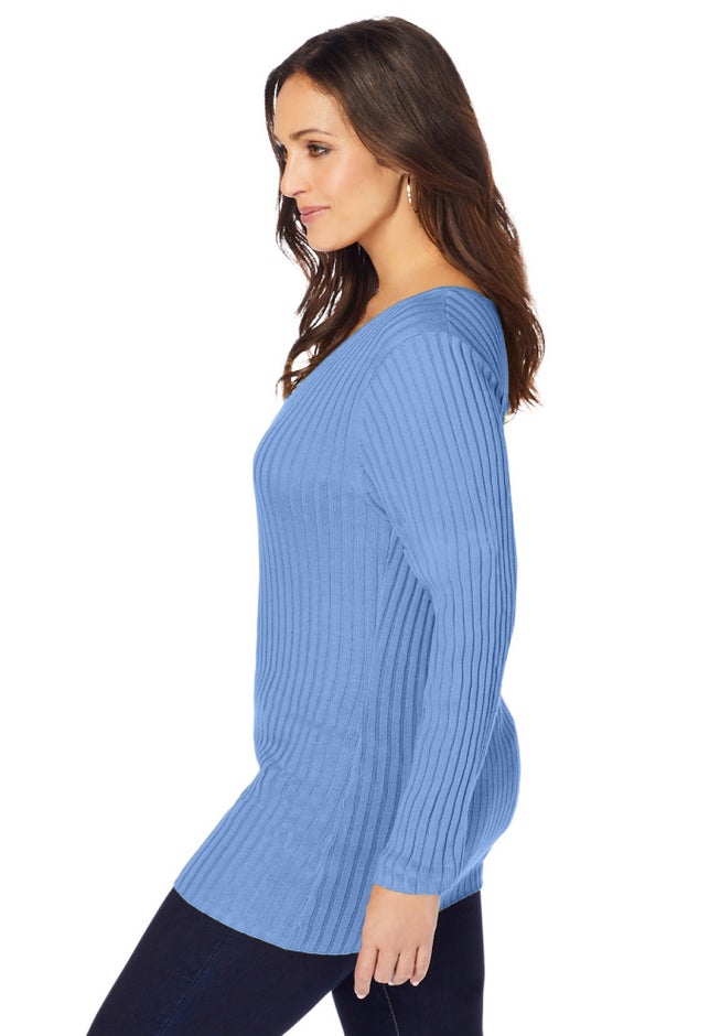 V-Neck Ribbed Sweater image number 2