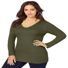 V-Neck Ribbed Sweater image number null