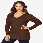 V-Neck Ribbed Sweater image number null